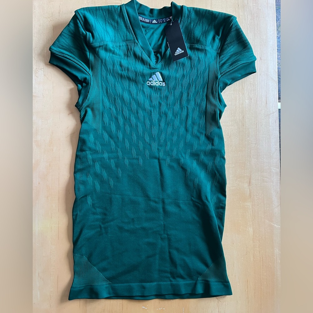 Adidas Mens Techfit Dark Green Primeknit Short Sleeve Football Jersey Size Large